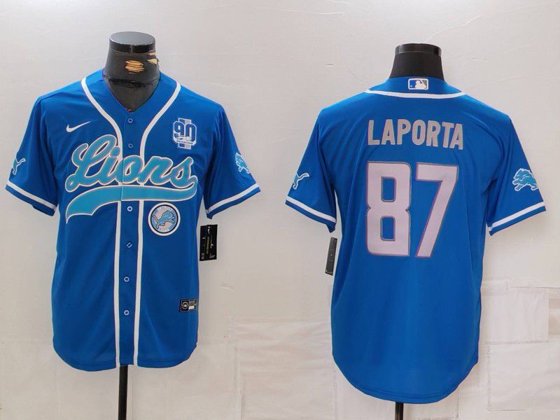 Men Detroit Lions #87 Laporta Blue Second generation joint name 2024 Nike Limited NFL Jersey style 6->detroit lions->NFL Jersey